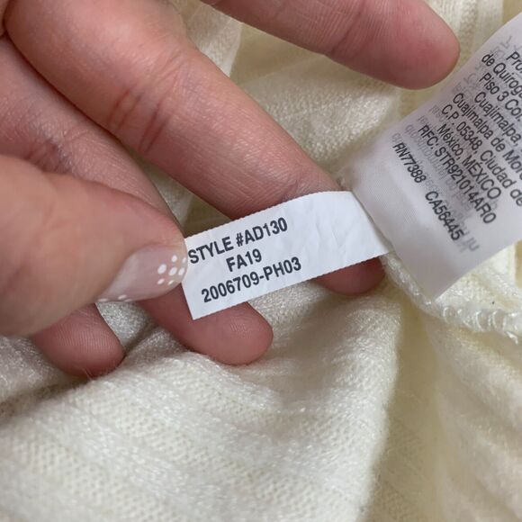 Madewell Brush Ribbed Top Womens L Large Cream 3/4 Pleat Blouson Sleeve Sweater - Picture 11 of 14